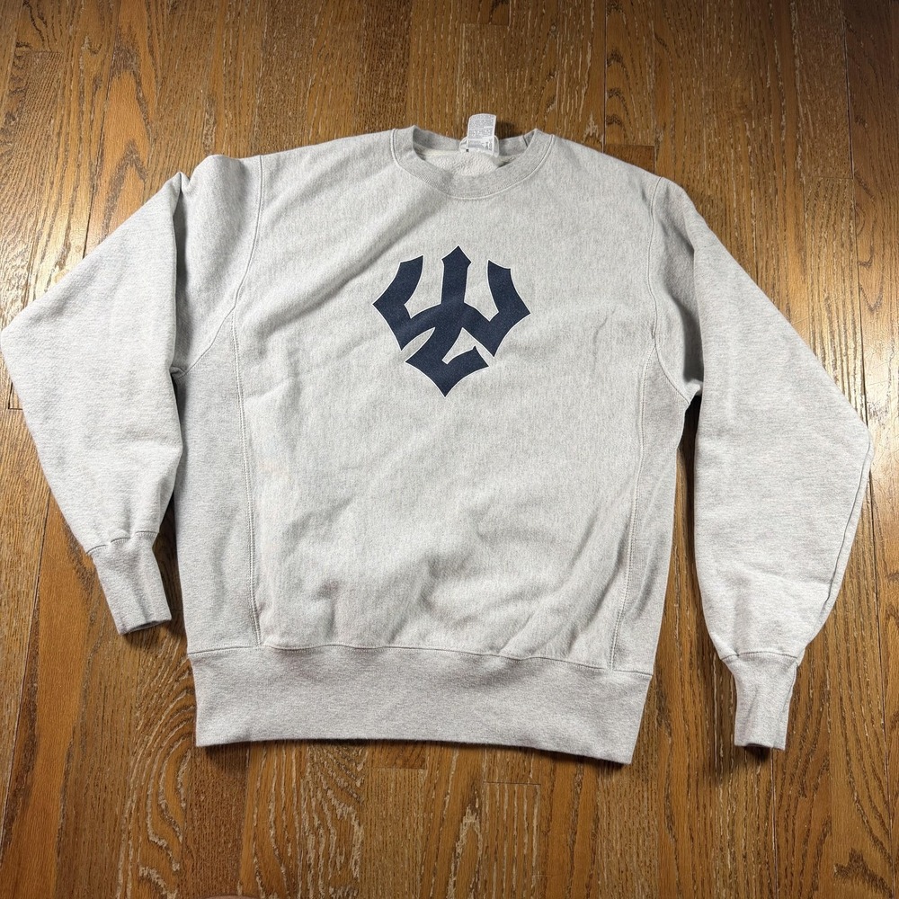 Champion Reverse Weave Sweatshirt Mens Medium Gray Crew Logo Fleece Heavyweight